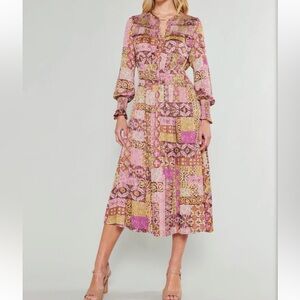 CURRENT AIR Aida quilted pattern midi dress